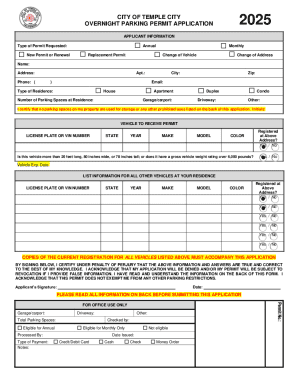 Overnight Parking Permit Application