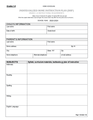 Individualized Home Instruction Plan (ihip)