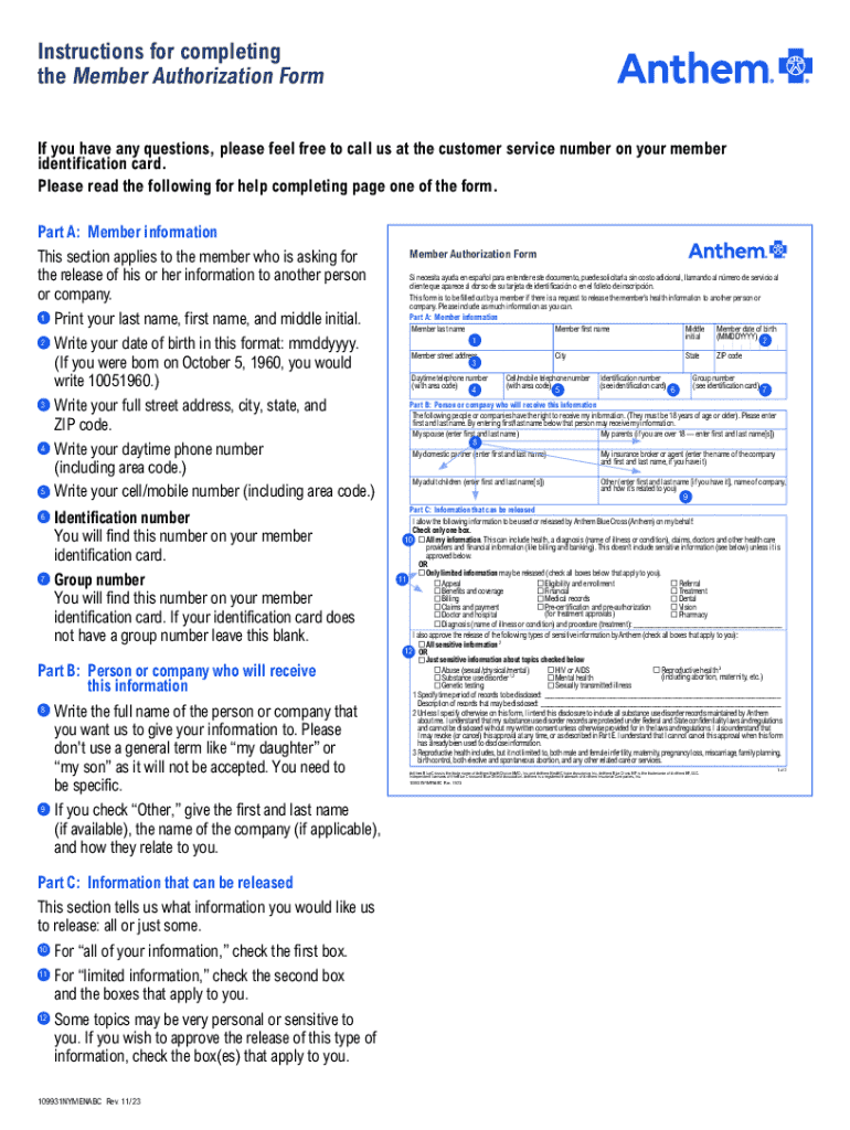 Fillable Online Member Authorization Form Fax Email Print PdfFiller
