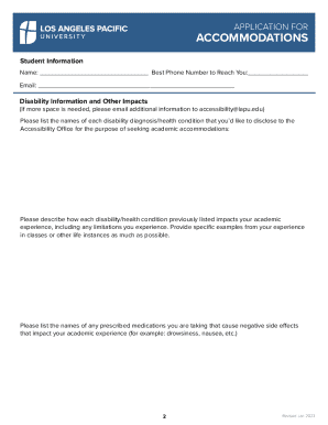 Application for Accommodations