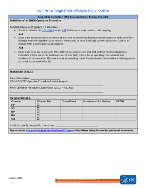 2025 Nhsn Surgical Site Infection (ssi) Checklist