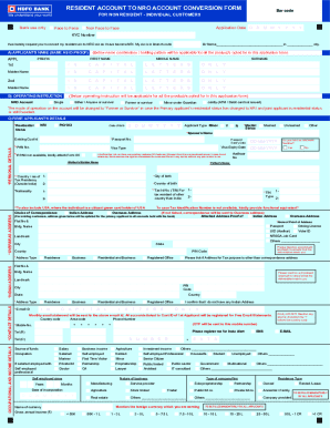 Resident Account to Nro Account Conversion Form