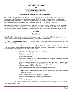 Group Health Certificate