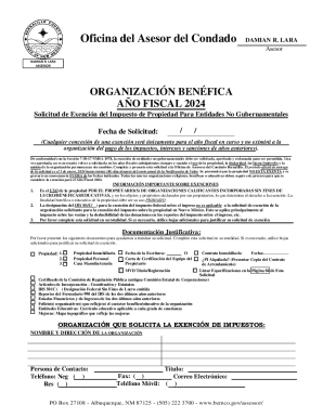 Solicitud de exención del impuesto de propiedad para entidades no gubernamentales