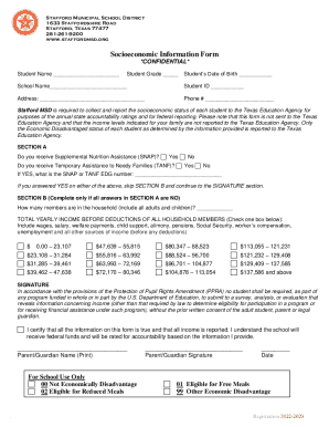 Socioeconomic information form