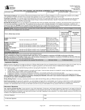 APPLICATION, DISCLOSURES, AND PROGRAM AGREEMENT for PAYMENT PROTECTION PLAN