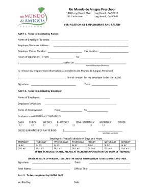 Verification of employment and salary