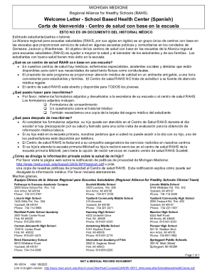 Carta de bienvenida - centro de salud con base en la escuela