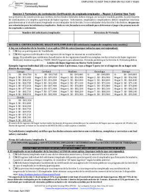 Formulario de contratación-certificación de empleado/empleador