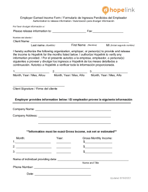 Employer earned income form