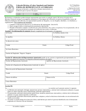 Formulario de representante autorizado