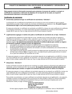 Solicitud para cambiar un certificado de nacimiento o defunción de alabama