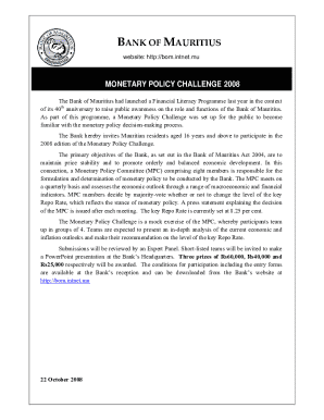Monetary Policy Challenge Entry Form