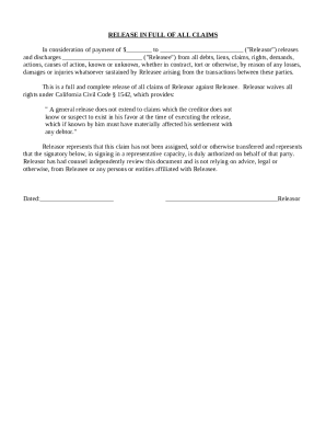 Release of All Claims Agreement