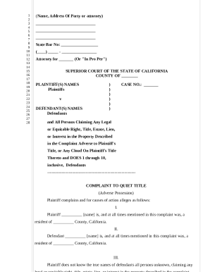 California Quiet Title Complaint