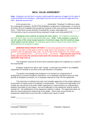 Meal Value Agreement
