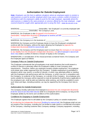 Authorization for Outside Employment