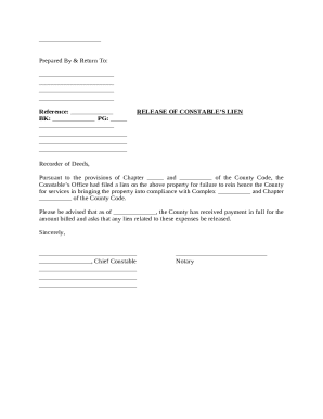 Release of Constable’s Lien