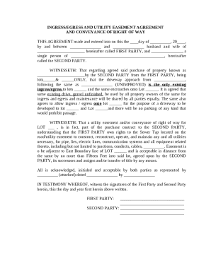 Ingress/egress and Utility Easement Agreement Doc Template | pdfFiller