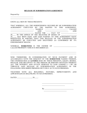 Release of Subordination Agreement