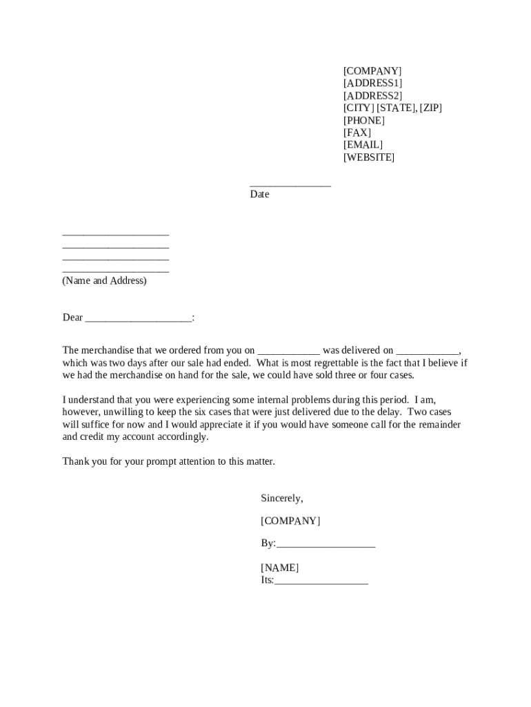 Merchandise Return Letter - Blank Fillable Template | Fill Out, Print ...