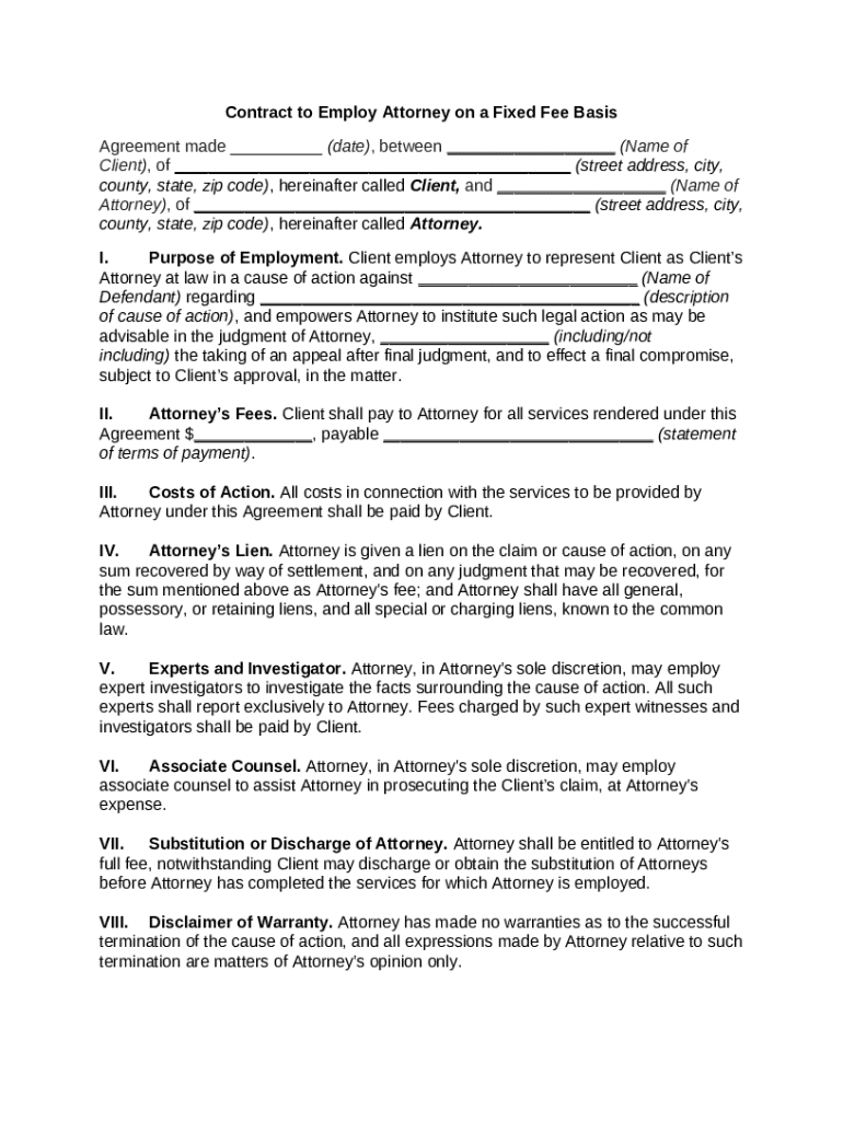 Attorney Employment Agreement - Blank Fillable Template | Fill Out ...