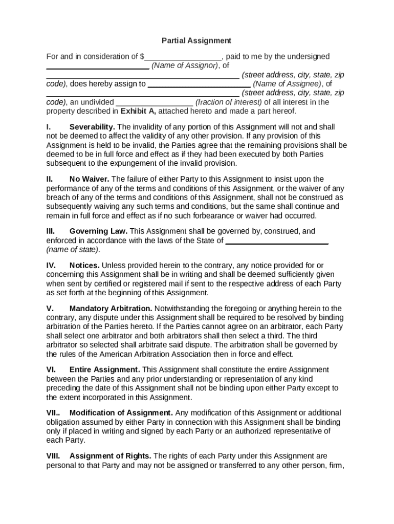 Personal Property Assignment Form.pdf Property Assignment Agreement - Blank Fillable Template | Fill Out ...