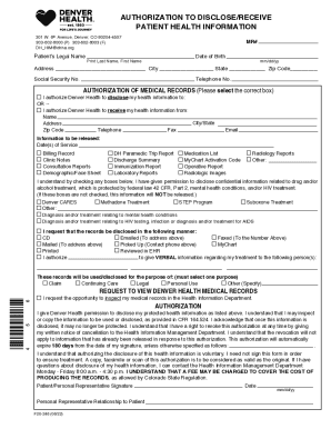 Authorization to disclose/receive patient health information