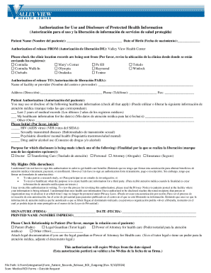 Authorization for use and disclosure of protected health information