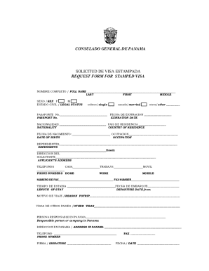 Solicitud de visa estampada