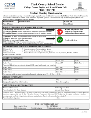 Student housing questionnaire