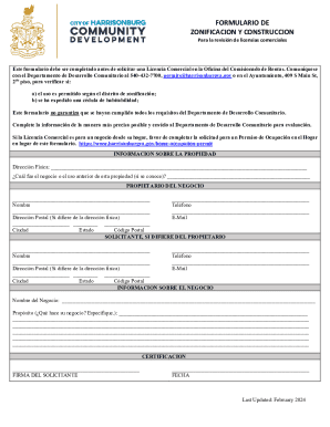 Formulario de zoning y construcción