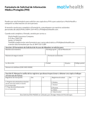 Formulario de solicitud de información médica protegida