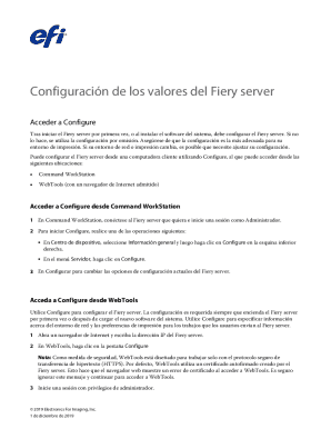 Configuracin de los valores del fiery server