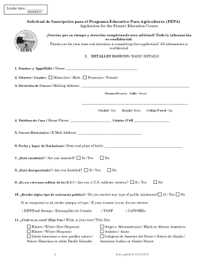 Solicitud de inscripción para el programa educativo para agricultores (pepa)