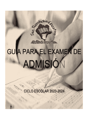 Guia para el examen de admisión ciclo escolar 2023-2024