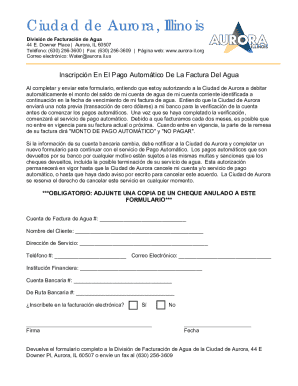 Inscripción en el pago automático de la factura del agua