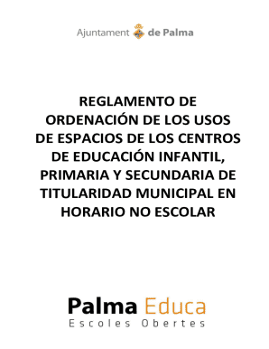 Reglamento de ordenación de los usos de espacios de los centros de educación infantil, primaria y secundaria de titularidad municipal en horario no escolar