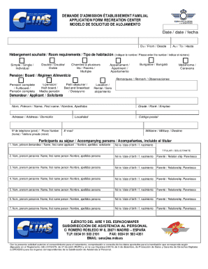 Demande d'admission établissement familial