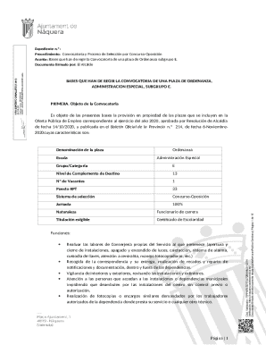 Bases que han de regir la convocatoria de una plaza de ordenanza,