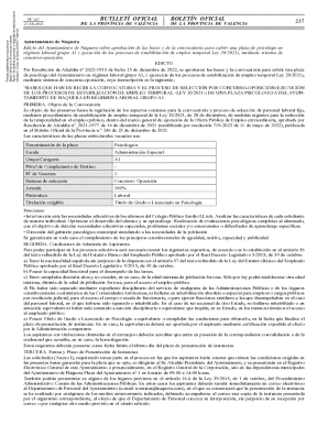 Edicto del ayuntamiento de nquera sobre aprobacin de las bases y de la convocatoria para cubrir una plaza de psiclogo en
