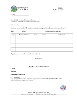 Me permito solicitar la reincorporacin de los cursos interrumpidos en el