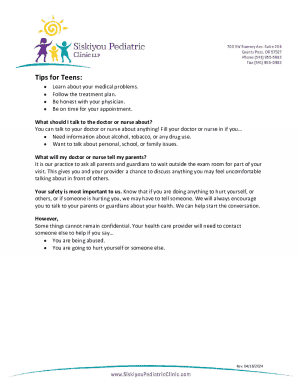 Fillable Online Adolescent Questionnaire – Ages 11 & 12 Fax Email Print ...