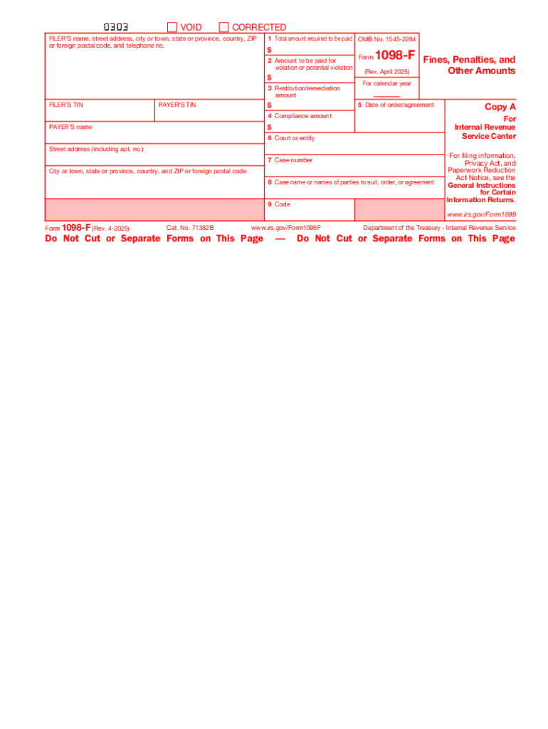 Form 1098-F (Rev April 2025) Preview on Page 1