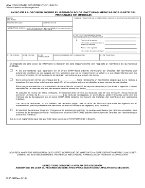 Aviso de la decisin sobre el reembolso de facturas mdicas por parte del