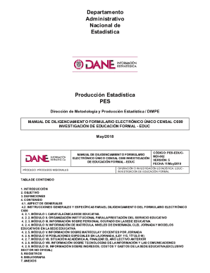 Manual de diligenciamiento formulario electrónico único censal c600