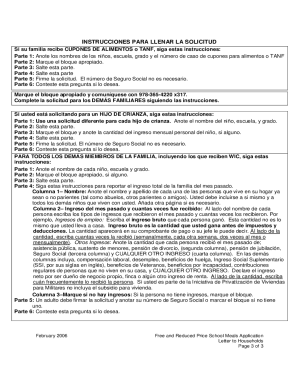 Solicitud para comidas escolares gratis o a precio reducido
