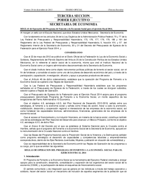 Reglas de operacin del programa de fomento a la economa social para el ejercicio fiscal 2014