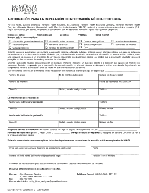 Autorización para la revelación de información médica protegida