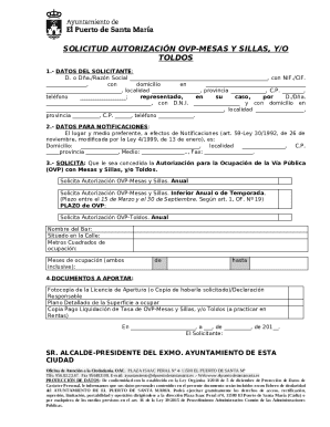 Solicitud autorización ovp-mesas y sillas, y/o toldos